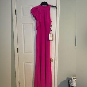 BETSY & ADAM Pink Halter and Flutter Sleeve  Gown - New with tags!